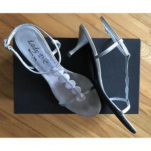 ALL leather Italian metallic silver sandals